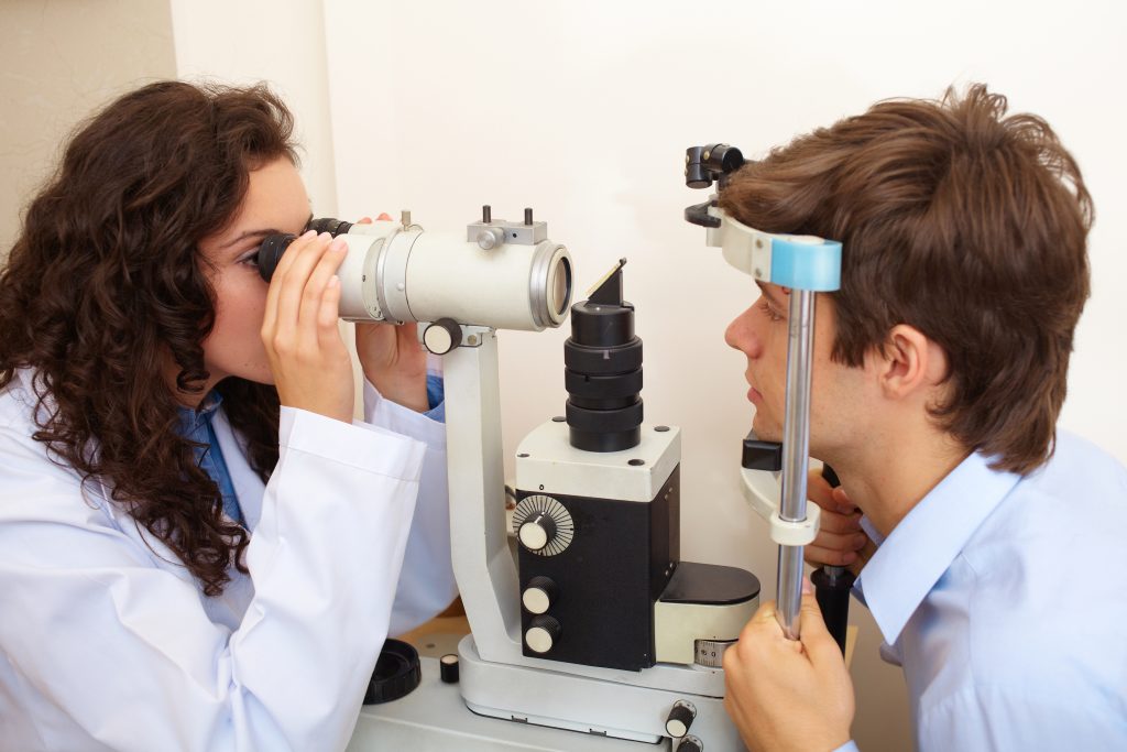 patient receiving eye testing
